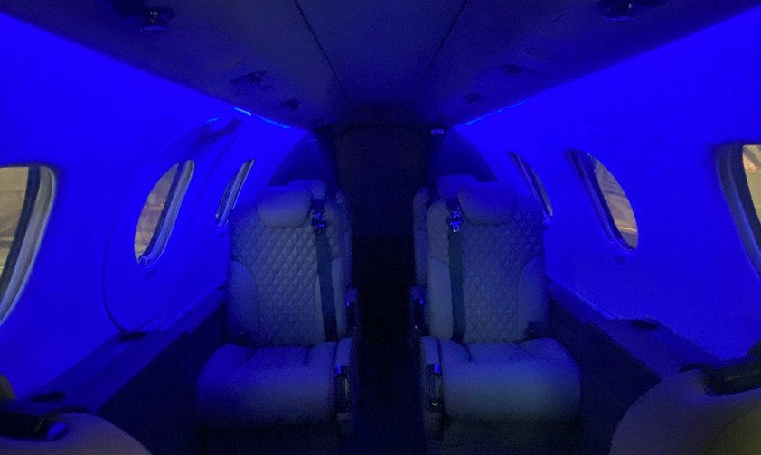 Eine Kabine eines Businessjets: Atlas Air Service bietet jetzt Nachrüsetsets für die Beleuchtung.
