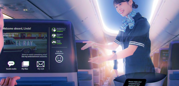 Flugbegleiterin als Hologramm: Bekommen reale Besatzungen bald Unterstützung von Lichtprojektionen?