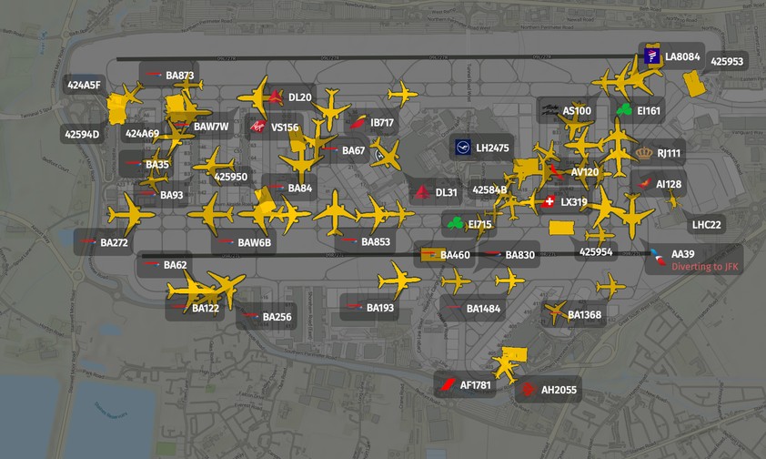 Flugzeuge in Heathrow: Alles steht still.