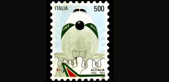 Briefmarke von 1971 zu Ehren von Alitalia: Die Airline genoss einst einen hervorragenden Ruf, bevor sie herunter gewirtschaftet wurde.