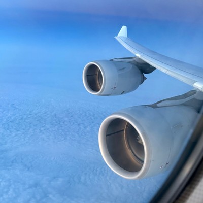 Blick aus dem Airbus A340-600 von Lufthansa: Jetzt ein Bild der Vergangenheit.