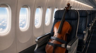 Cello im Flugzeug: Es wird wohl immer noch einen Sitz brauchen. 