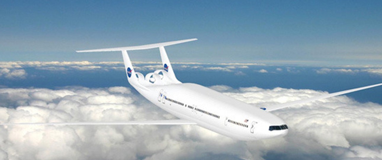 Das Massachusetts Institute of Technology forscht im Rhamen des Programms N+3 an einem Jet, der mit Flüssiggas fliegt. Der D8 oder Double Bubble hat dank breiterem Rumpf mehr Auftrieb und kann mehr Passagiere transportieren.