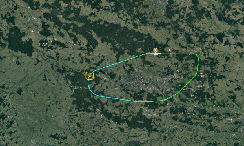 Die Flugroute von LH1361 bei Flightradar: Schnelle Rückkehr nach Katowice.