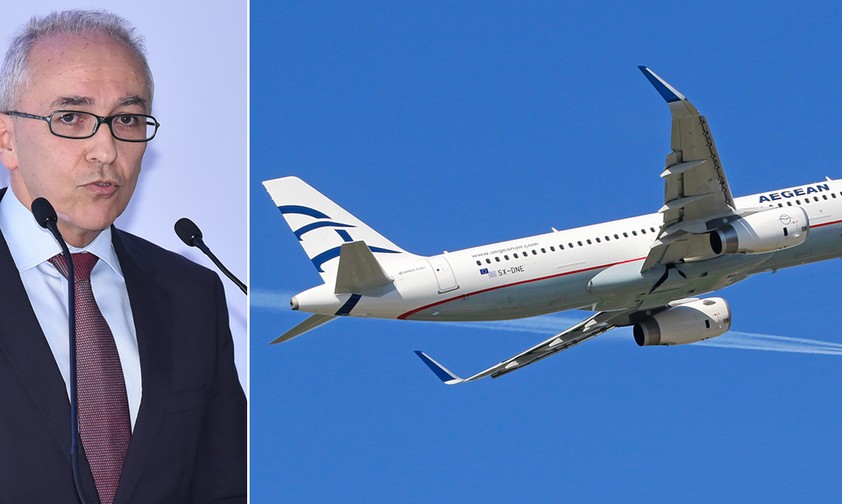 Aegean-Chef Dimitris Gerogiannis und ein Jet der griechischen Airline: Neue Flieger sind bestellt.