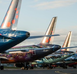 Brussels' Flieger mit belgischen Speziallackierungen: Auch sie bleiben am Boden.