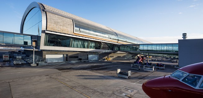 <strong>Platz 5: </strong>Norwegen. Der Inlandsverkehr liegt aktuell bei 82<strong> Prozent </strong>des Vorjahresniveaus. Hier zu sehen, der Flughafen Gardermoen der Hauptstadt Oslo.