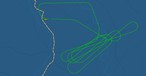 Flug FR7712 vom 16. August bei Flight Aware: Die grüne Linie zeigt den Flugverlauf, die gestrichelte Linie ist die deutsch-niederländische Grenze.