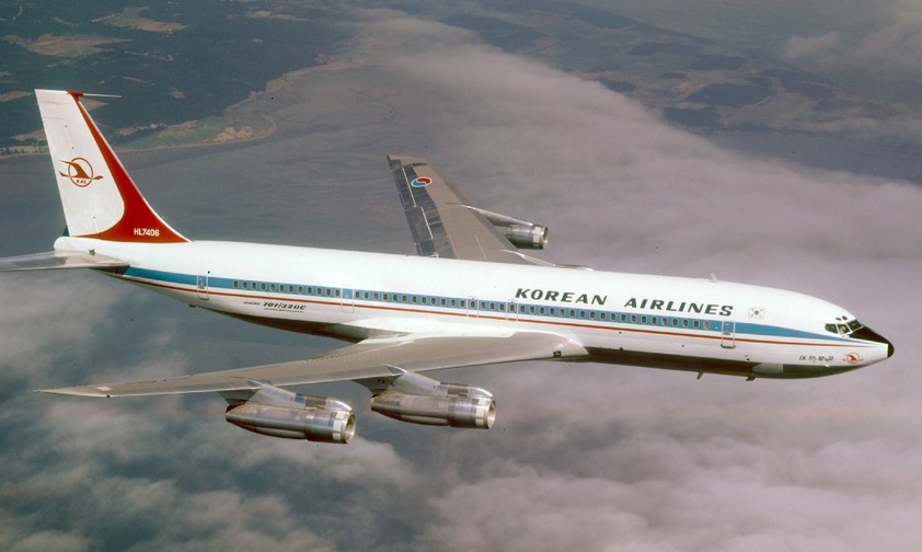 Boeing 707 von Korean Air, eingesetzt auf dem ersten Passagierflug ...