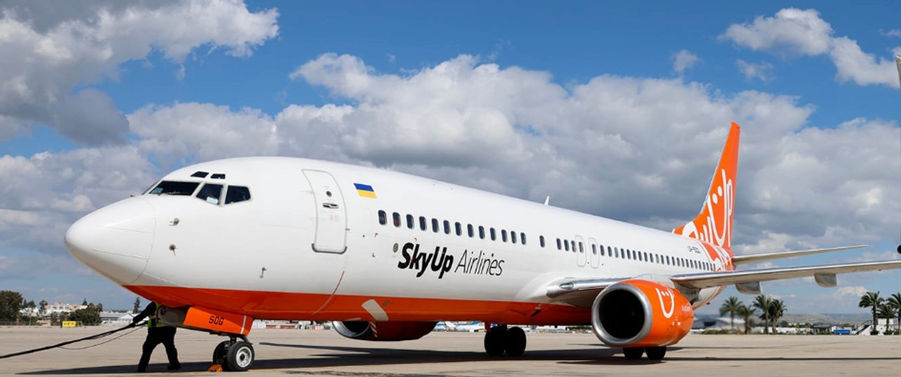 Eine Boeing 737 von Sky Up Airlines: In diesem Jahr wird die Fluggesellschaft ukrainische Politiker ins Ausland fliegen.