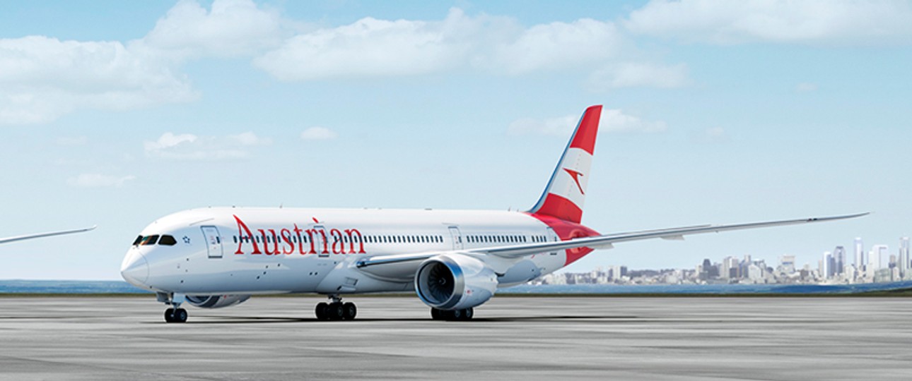 Boeing 787 in den Farben von Austrian Airlines: Zuerst nach Nordamerika.