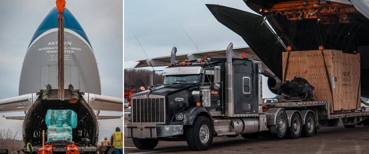 Be- und Entladung der Antonov An-124: Schwere Fracht an Bord.