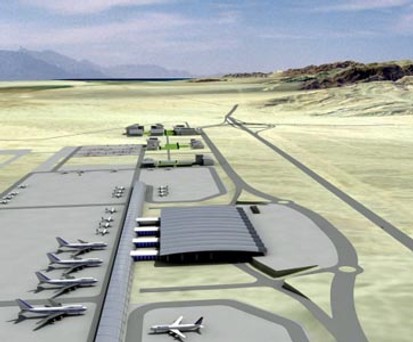 Modellbild des Flughafens Timna: Platz für große Flugzeuge.