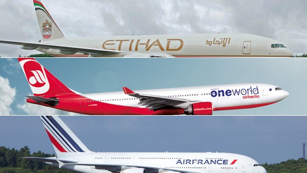 Flieger von Etihad, Air Berlin und Air France: Bald gemeinsam gegen die Konkurrenz.