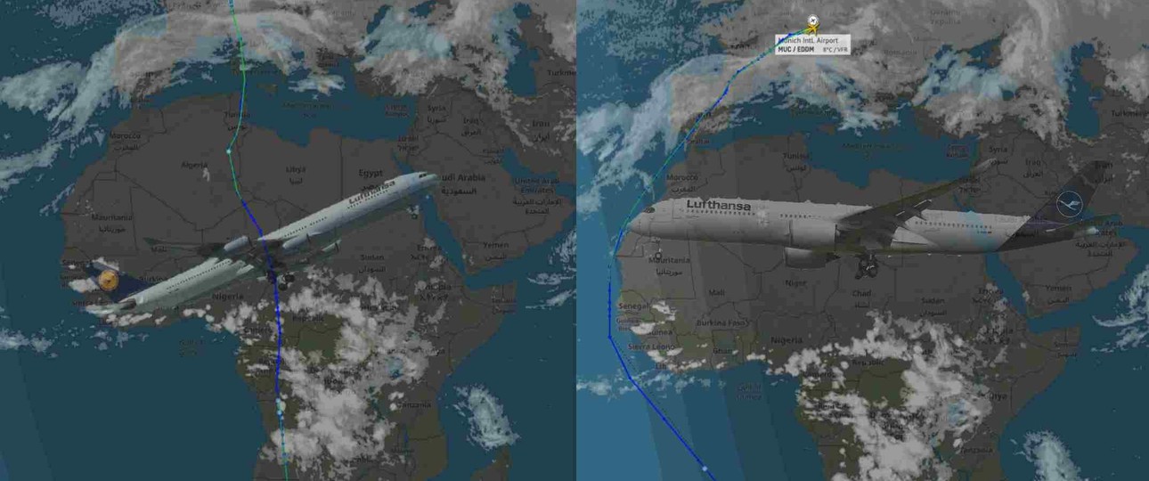 LH576 und LH574 flogen am 25.Oktober beide nach Kapstadt. Nur die Routen waren unterschiedlich.