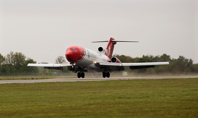 Boeing 727 landet am 28. April am Flughafen Doncaster Sheffield: Es war die erste Landung eines großen Flugzeugs seit 2022.