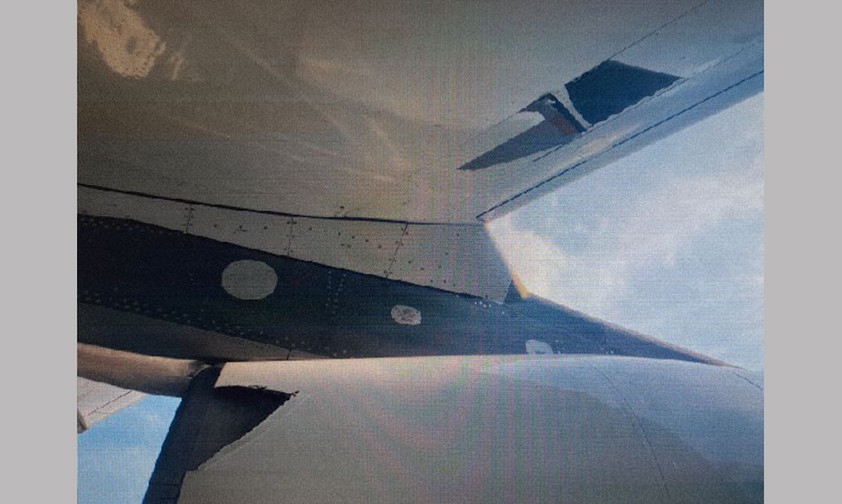 Schaden an der Tragfläche: Der Flug war trotzdem ohne Probleme verlaufen.