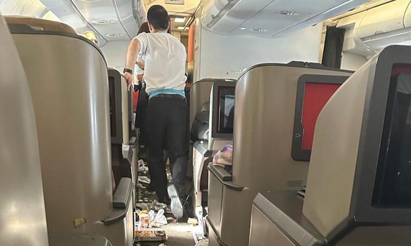 Kabine nach dem Vorfall: Der Flug ging weiter.