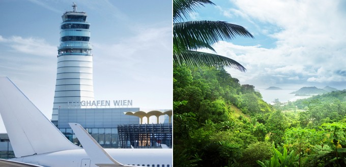 Von Wien nach Mahé, der größten Insel der Seychellen.