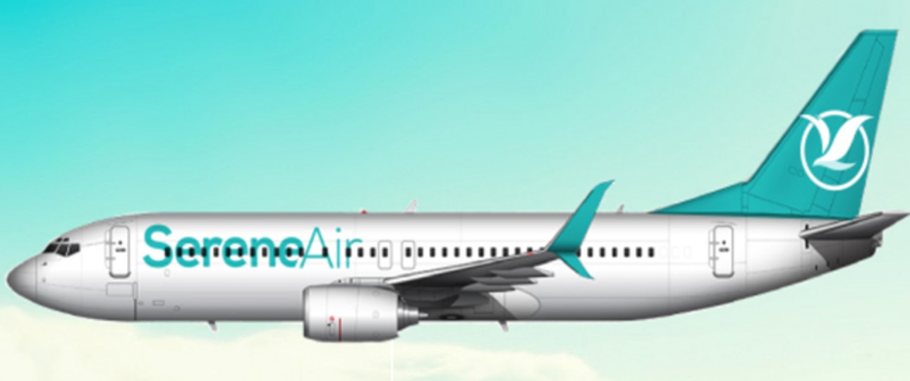 Flieger in den Farben von Serene Air: Schon bald soll es losgehen.