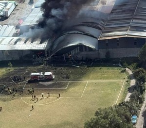 Absturzstelle der Citation: Das Flugzeug krachte in eine Werrkstatt.