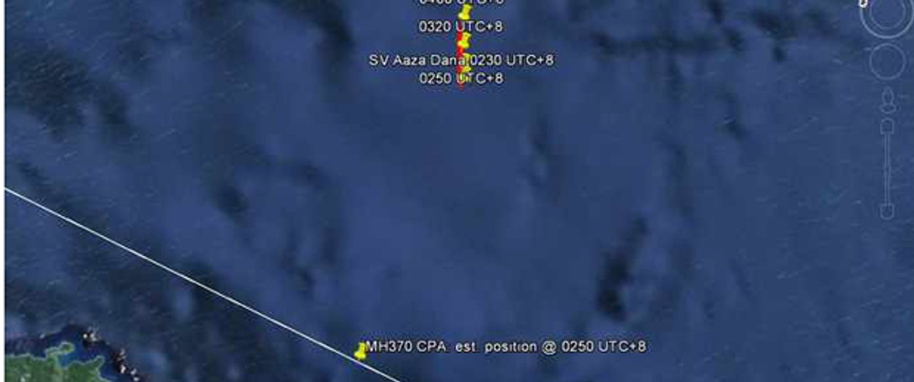 Standort der Yacht und mögliche Route von MH370: Eine Sichtung wäre möglich gewesen.