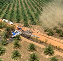 Die verunglückte HK-2494: Absturzort ist ein Feld in der Nähe von Villavicencio.