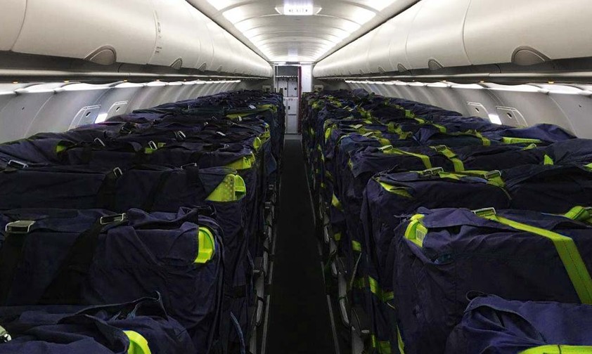 Colibri Aero Bags: 84 kg of freight can be carried per seat; 75kg on the seat and 9kg beneath.