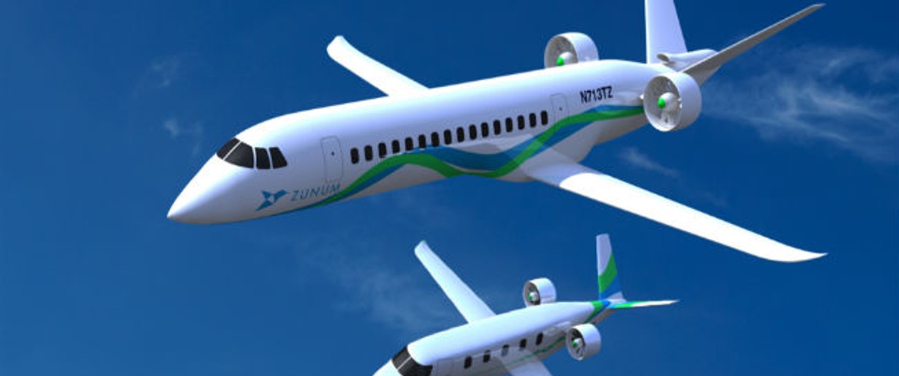 Entwürfe von Zunum: Hybrid-Elektroflieger.