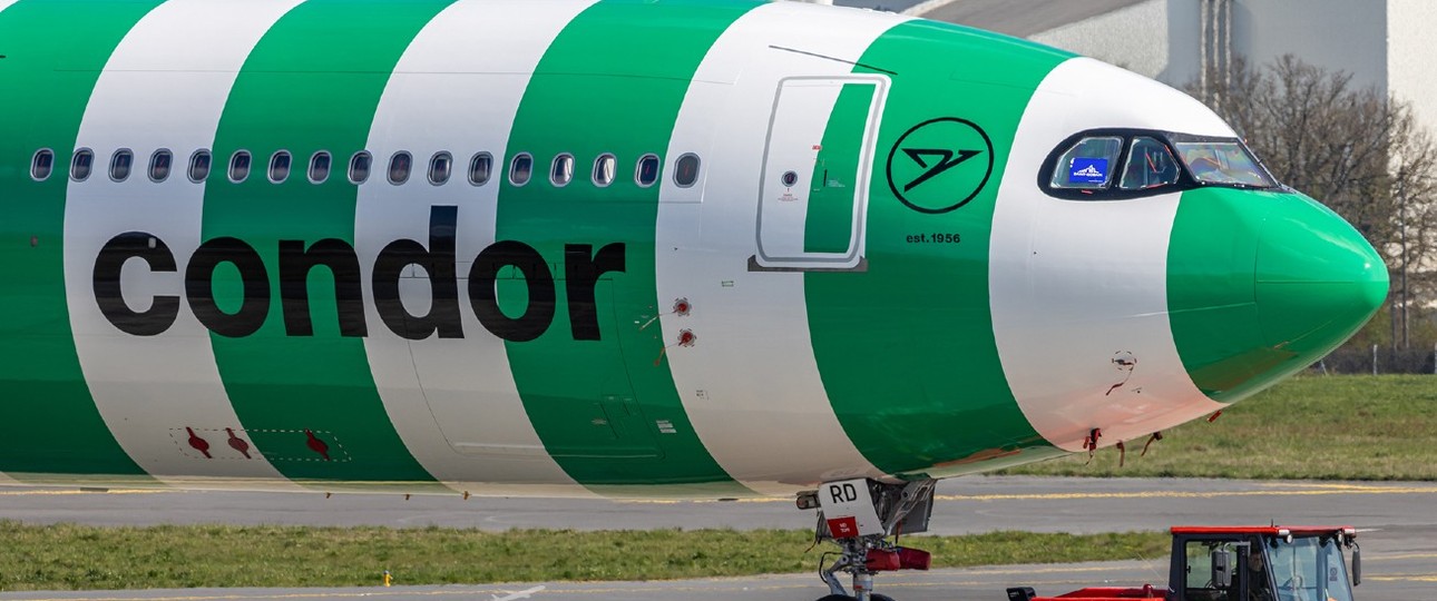 Der erste A330-900 von Condor trägt sein farbkleid bereits seit April.