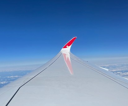 Winglet des ersten Airbus A350 von Edelweiss: Der Flug ging nach Teneriffa.