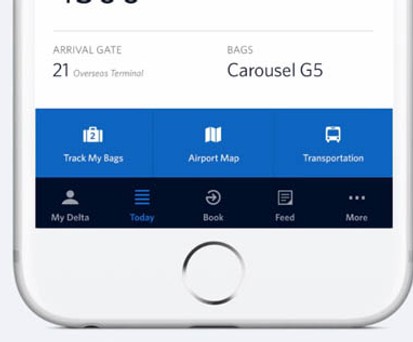 Die Delta-App bietet Live-Gepäckverfolgung.