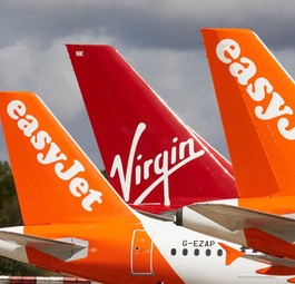Leitwerke von Easyjet und Virgin Atlantic: Beide Airlines arbeiten enger zusammen.