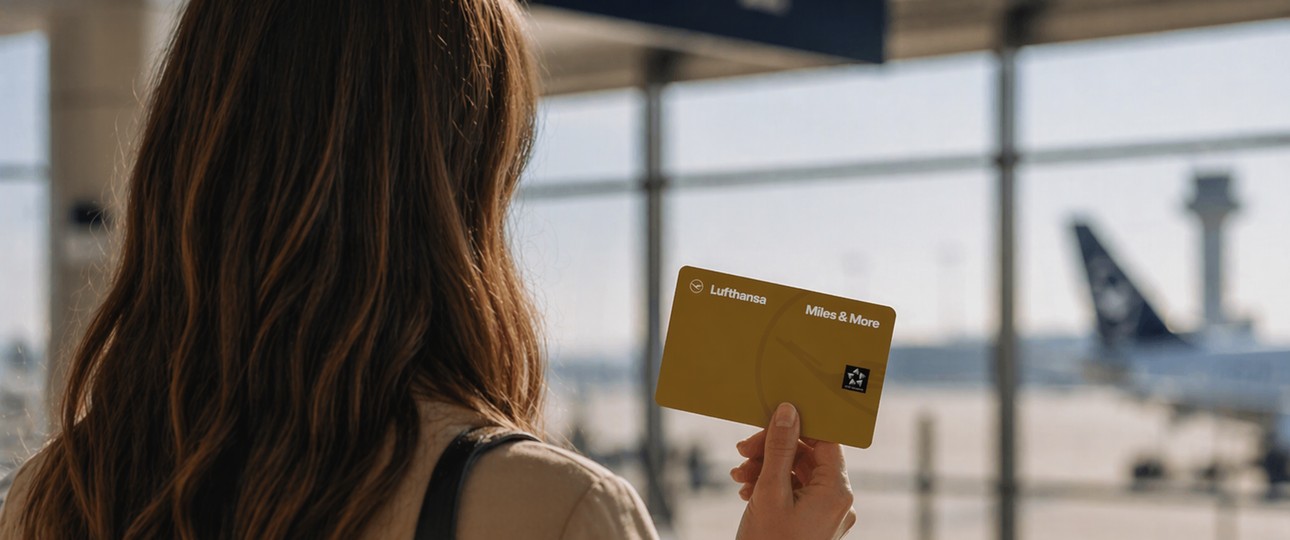 Frau mit goldener Miles & More-Karte: Bekommt ein kleines Extra.