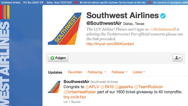 Twitter-Account von Southwest: Der Social-Media-Musterschüler
