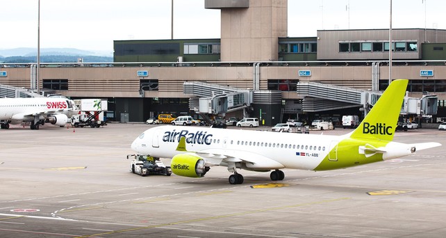 Airbus A220 von Air Baltic in Zürich: Wird ein gewohntes Bild bleiben.