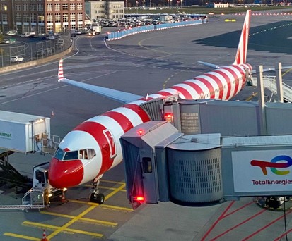 Die D-ABOM zurück in Frankfurt: Sie führt den Sonderflug durch.