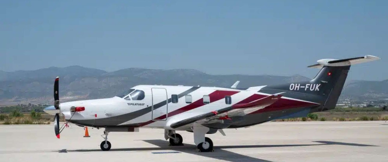 Ein Pilatus PC-12 von Fly 7: Zusammen mit Zela Jet wird das Flugzeug regelmäßig zwischen Griechenland und den Alpen unterwegs sein.