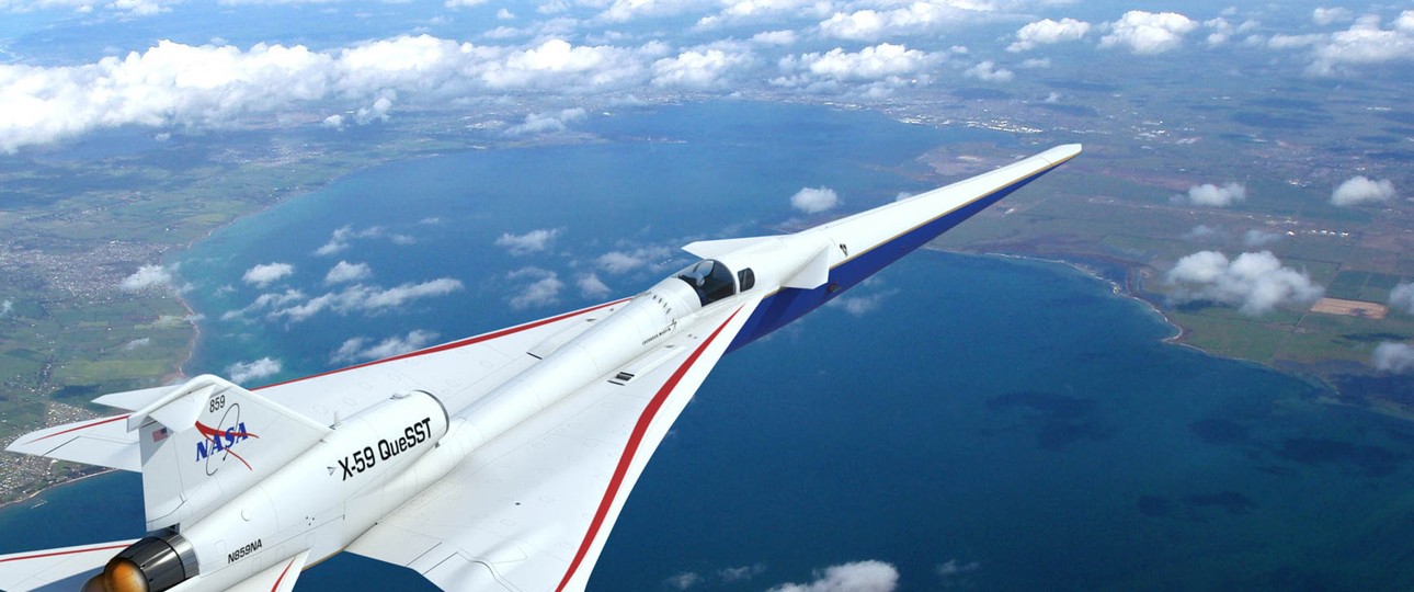 Lockheed Martin X-59 in einer Computerskizze: Überschallflug ohne Knall.