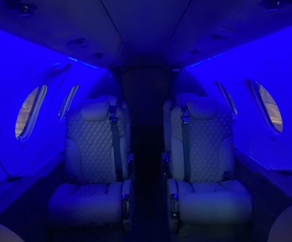 Eine Kabine eines Businessjets: Atlas Air Service bietet jetzt Nachrüsetsets für die Beleuchtung.