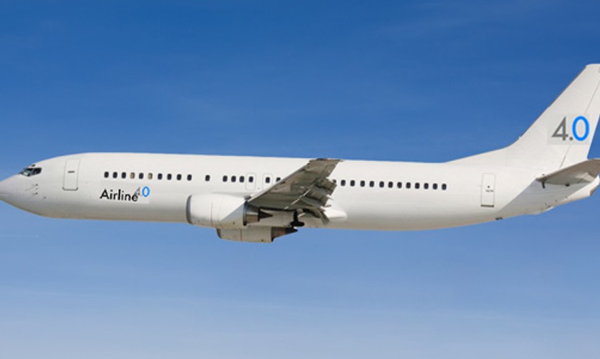 Maschine mit Airline 4.0-Logo (Montage): Große, aber wenig konkrete Pläne.