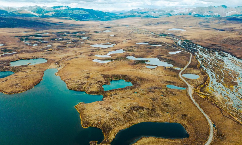 Der Tombstone Nationalpark bei Dawson City von oben