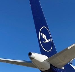 Leitwerk eines Airbus A350 von Lufthansa: Im Februar auf Falkland zu Gast.