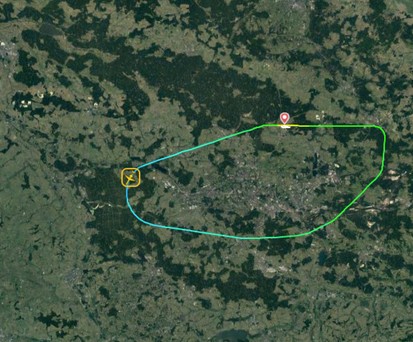 Die Flugroute von LH1361 bei Flightradar: Schnelle Rückkehr nach Katowice.