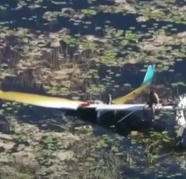 Eine Cessna 172 abgestürzt in den Everglades: Der Pilot rettete sich auf die Tragfläche.