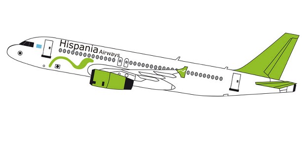 Bemalung von Hispania Airways: «Nicht bankrott».