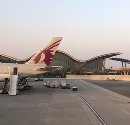 Qatar Airways in Doha: Nicht mehr viel unterwegs. 