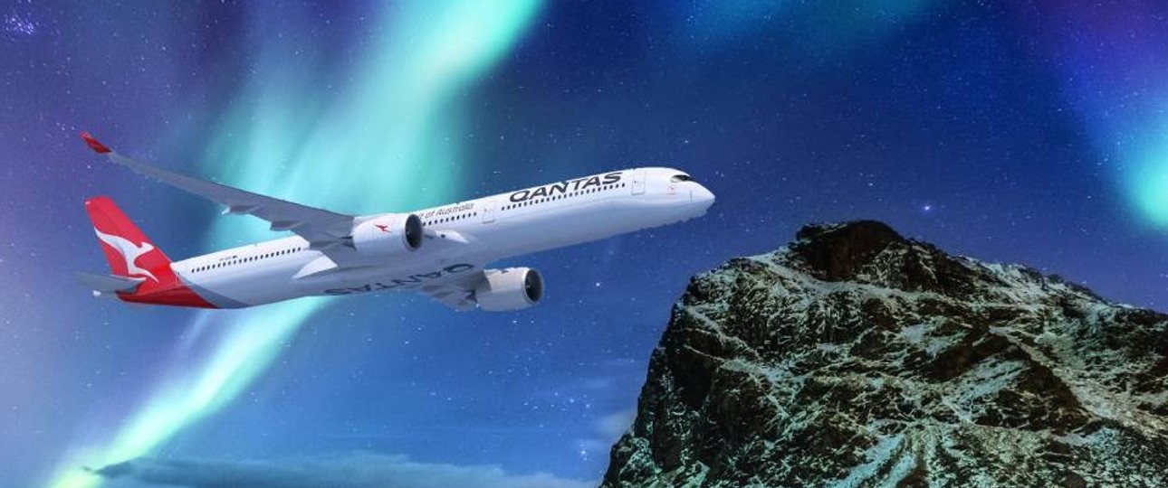 A350-1000 von Qantas über dem Nordpol: Doe Airline könnte diese Route für die Flüge wählen.