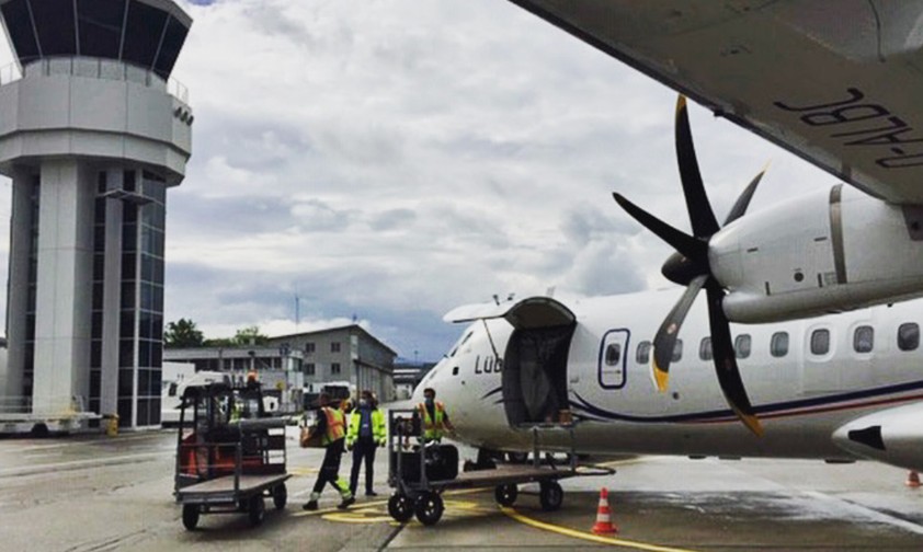 ATR 72 von Lübeck Air in Bern: Neue Destination.