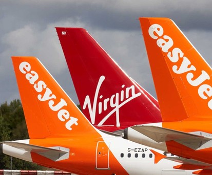 Leitwerke von Easyjet und Virgin Atlantic: Beide Airlines arbeiten enger zusammen.